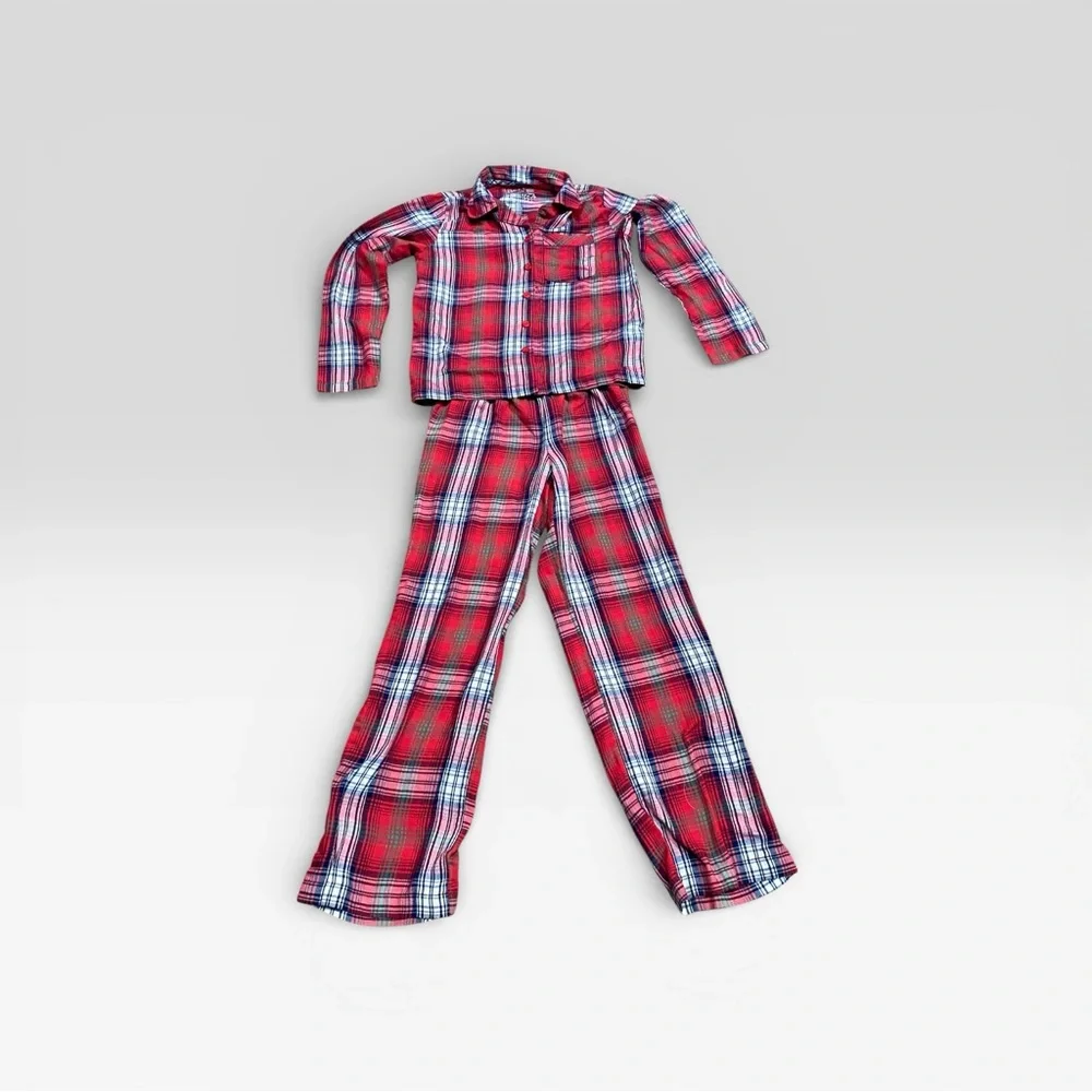 Plaid Red and Gray Kids Pajama Set